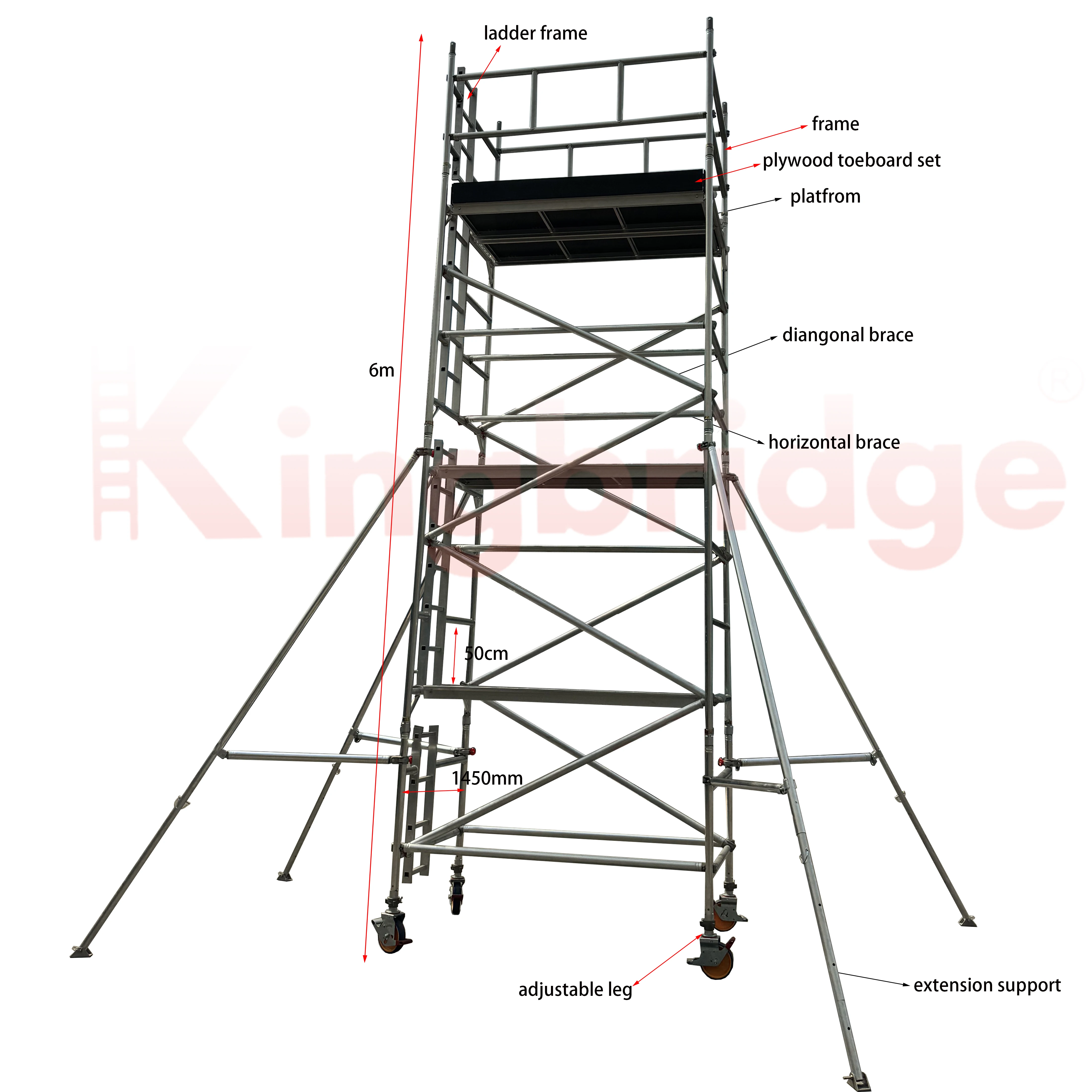 Kingbridge Construction 6M Height Mobile Aluminum Scaffold Tower Simple ...