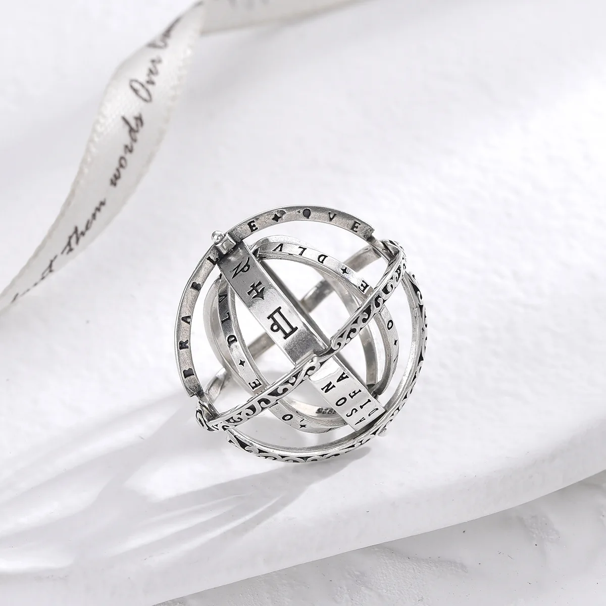 S925 Sterling Silver Astronomical Ball Ring Astronomical