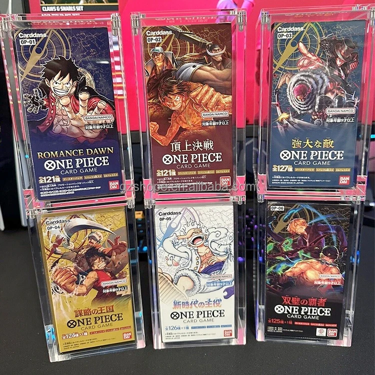 SHP Wholesale Acrylic One Piece Booster Box TCG English Original Print Card  Game Romance Dawn Blue Bottom (OP-01) Display Case