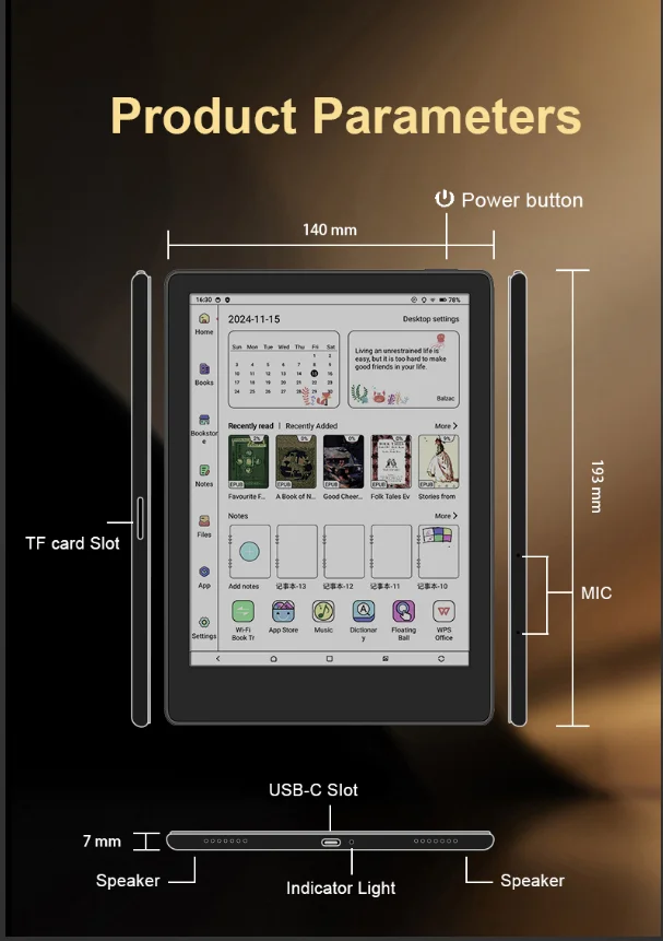 MEEBOOK M8C Eink Tablet - 7.8 Inch Smart Color Paper Tablet
