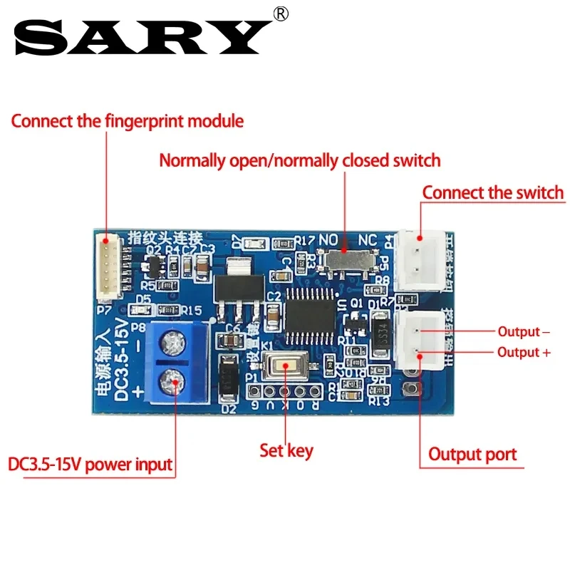 SY168 Fingerprint Access Control Relay Board DC12V Fingerprint Verification Module DC5V Electric Lock Control Board