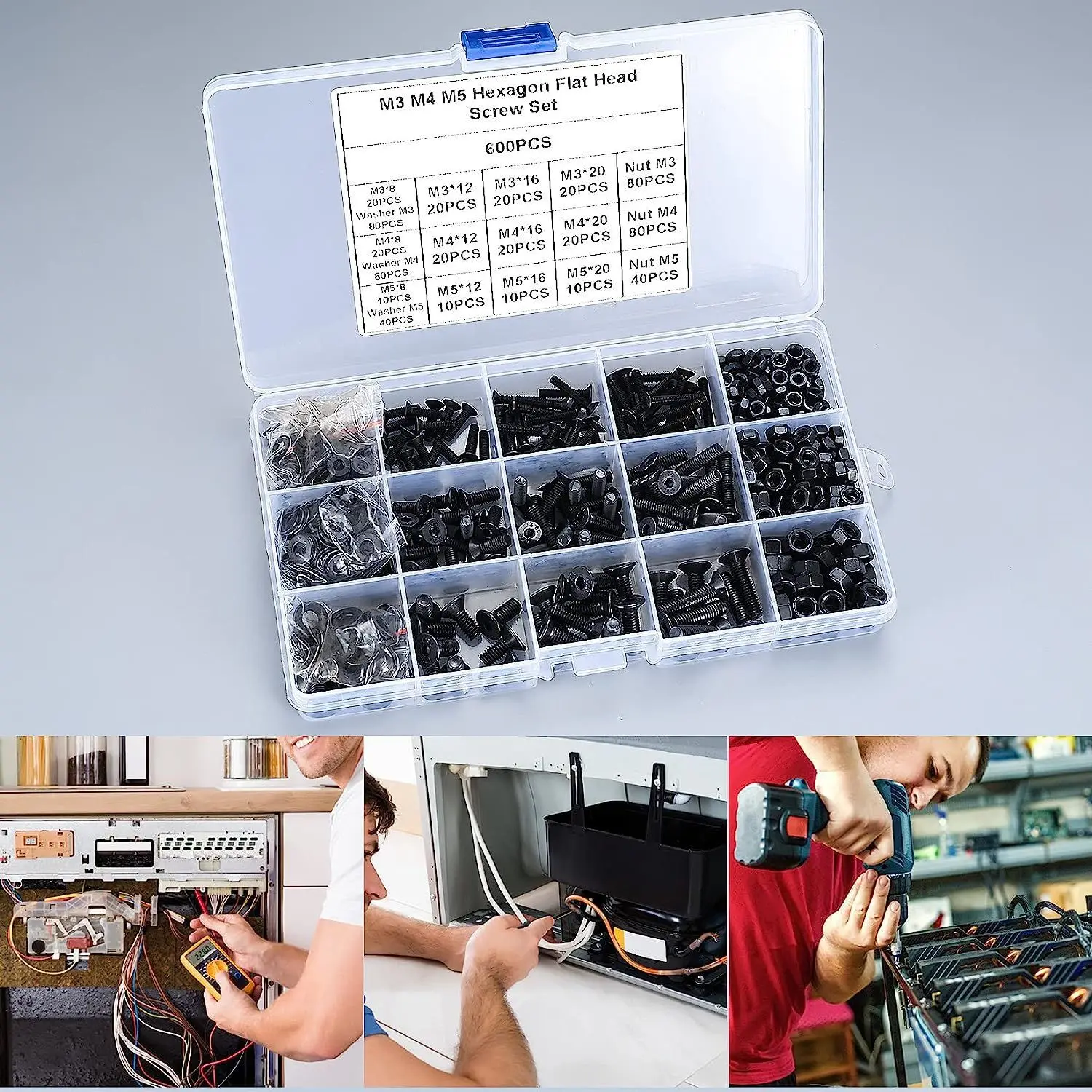 Kit 600 Pezzi Viti M4 – Testa Padella, Bulloni, Dadi E Rondelle – Vwoqiy