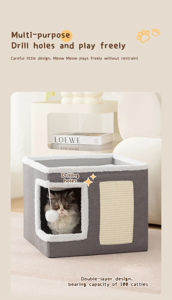 Multi-Level Washable Cat Wigwam Lounge Pet Bed for Cats and Small Pets Cat House Cat Playhouse Pet Cat House factory