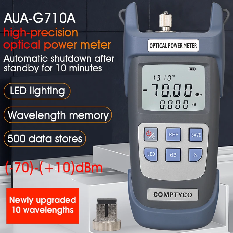 COMPTYCO High precision <a class='inkey' style='color:blue' href='https://www.comptyco88.com/fiber-optic-tester' target='_blank'>Fiber Optic Tester</a> AUA-G710A/G510A OPM with LED 10 wavelength Fiber Optic Equipment Optical Power Meter supplier