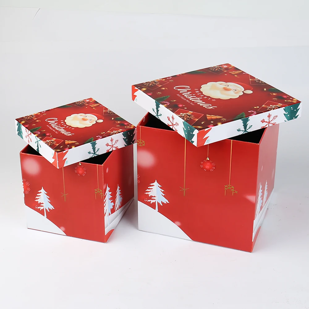 Customizable Christmas Gift Boxes Set Rigid Paper Packaging with Embossed Base and Lid Sponge Lined Gift Package for Present