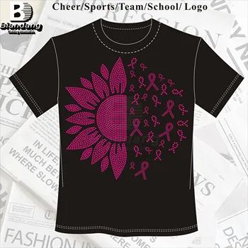Big Discount Sunflower Heat Press Rhinestone Transfers Design Customized Bling Hotfix Iron on Rhinestone Transfers for Shirt