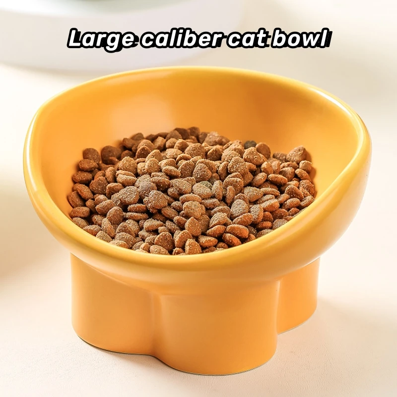 Protect Pet's Spine Small Dog Anti Vomiting Raised Cat Food Bowls Tilted Elevated Cat Bowl Ceramic Pet Food Bowl