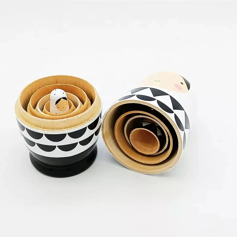 Детские развивающие игрушки русские гнездовые куклы рождественские подарки на день рождения деревянный набор для укладки 5 шт. кукла