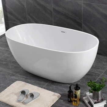 Modern simple Oval bathtub 1.3m 1.4m 1.5m 1.6m 1.7m acrylic constant temperature freestanding bathtub