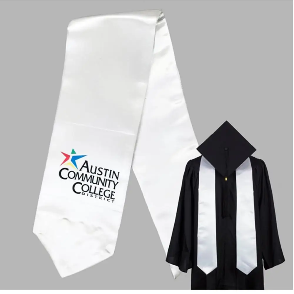different college logo printed graduating wear satin embroi graduation stole graduation sash