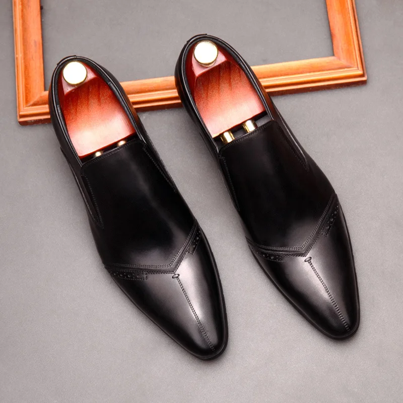 Men's Shoes British Pointed Toe Business Suits Men's Leather Covers ...