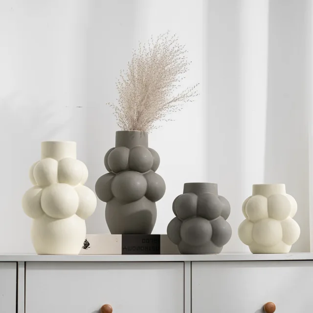 Decorative Living Room Modern Custom Luxury Bubble ball shape Porcelain Flower Vases Home Decor Ceramic Vase