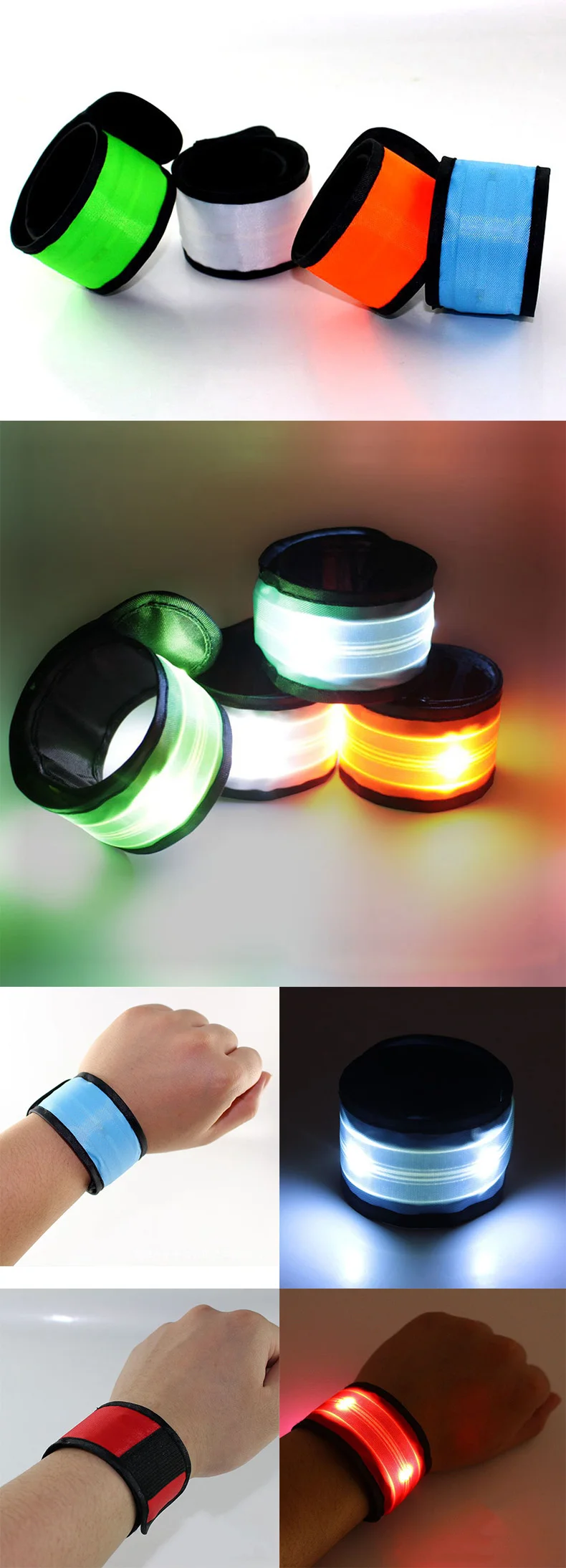 Outdoor running concert gift batteries replaceable PU super bright optical fiber guide bar flat LED luminous hand band wristband