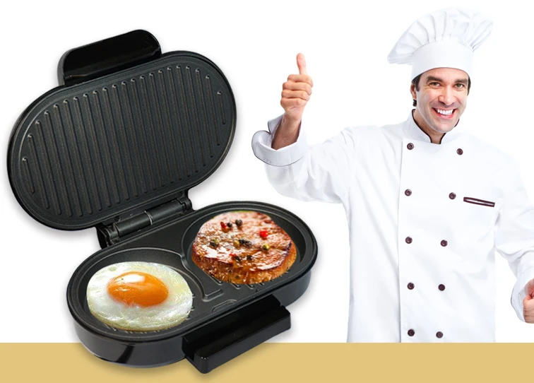 CUKYI Mini Steak Panini Hamburger Grill Meat Roaster Machine Egg Frying Pan Sandwich Maker ciabatta Bread Oven Breakfast BBQ