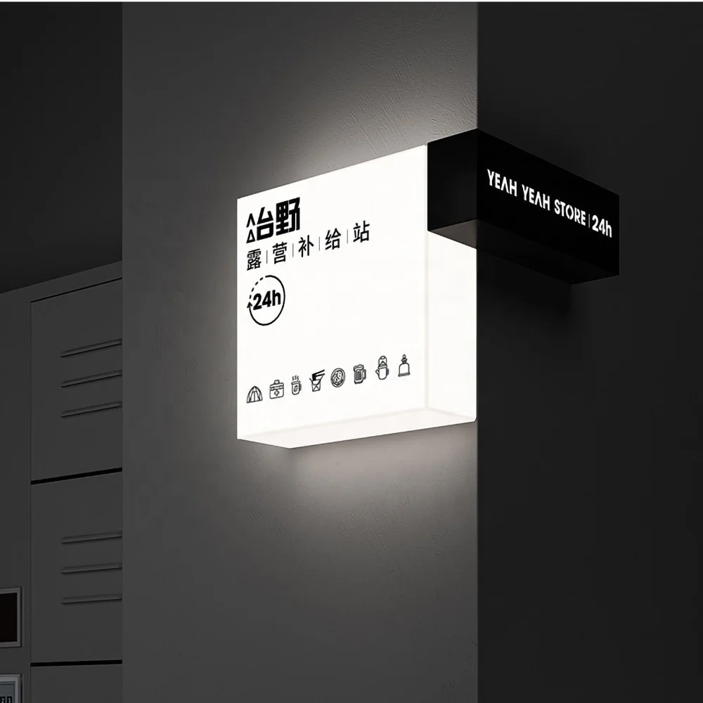 CARREY Customized Led Light Box Signage Box Signs Outdoor Coffee Shop Bookstore Indoor L-Shaped Advertising Acrylic Light Box