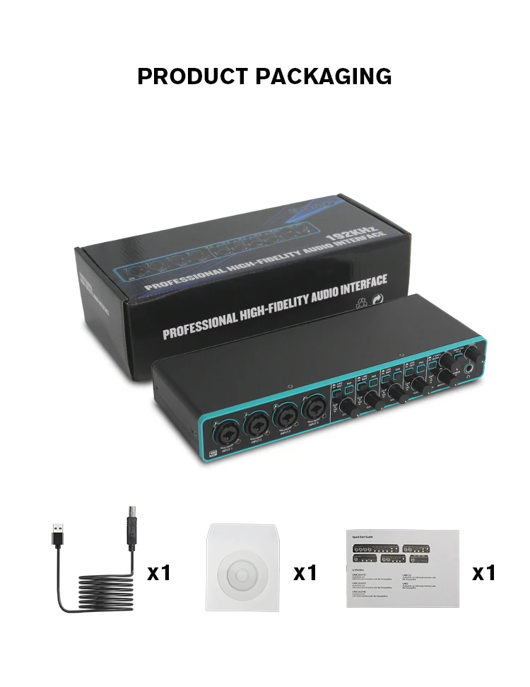 Factory Usb Pc Computer Sound Cards 4 Input Audio Interface Music Live Studio Recording Equipment Professional