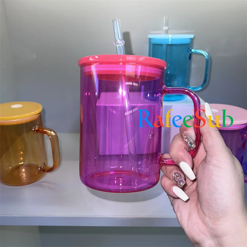 Wholesale Bulk 17oz 17 Oz Colored Jelly Candy Colorful Clear Blank Sublimation Glass Coffee Mug