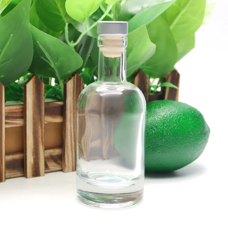 100ml 200ml Luxury Wholesale clear Customized Cork Top Liquor Spirits Rum Vodka Whiskey Tequila Gin OSLO Glass Bottles