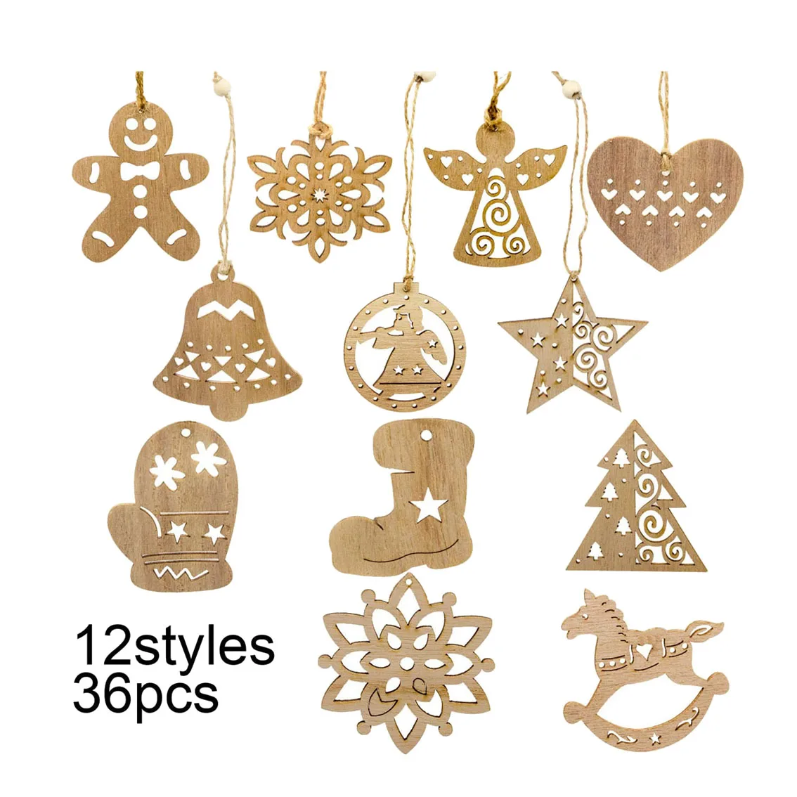 Wood mdf christmas baubles present craft shapes blanks decoration 5 sizes