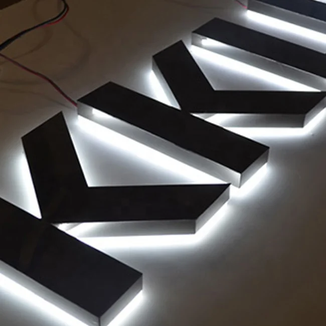High Polymer Reverse Channel Letter Sign Acrylic Club 3D logo Led Backlit Channel Letter