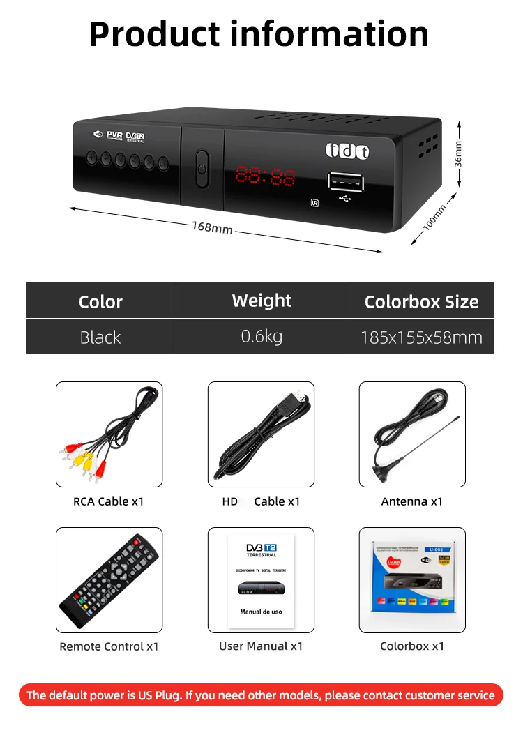 Antenna TDT Receiver - DVB-T2 H.264 Free to Air Set Top Box