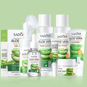 OEM SADOER Aloe Vera Hydrating Moisturizing NO-Wash Sleeping Mask Essence Serum Anti Pimples Smooth Skin Gel Mask Skin Care Set