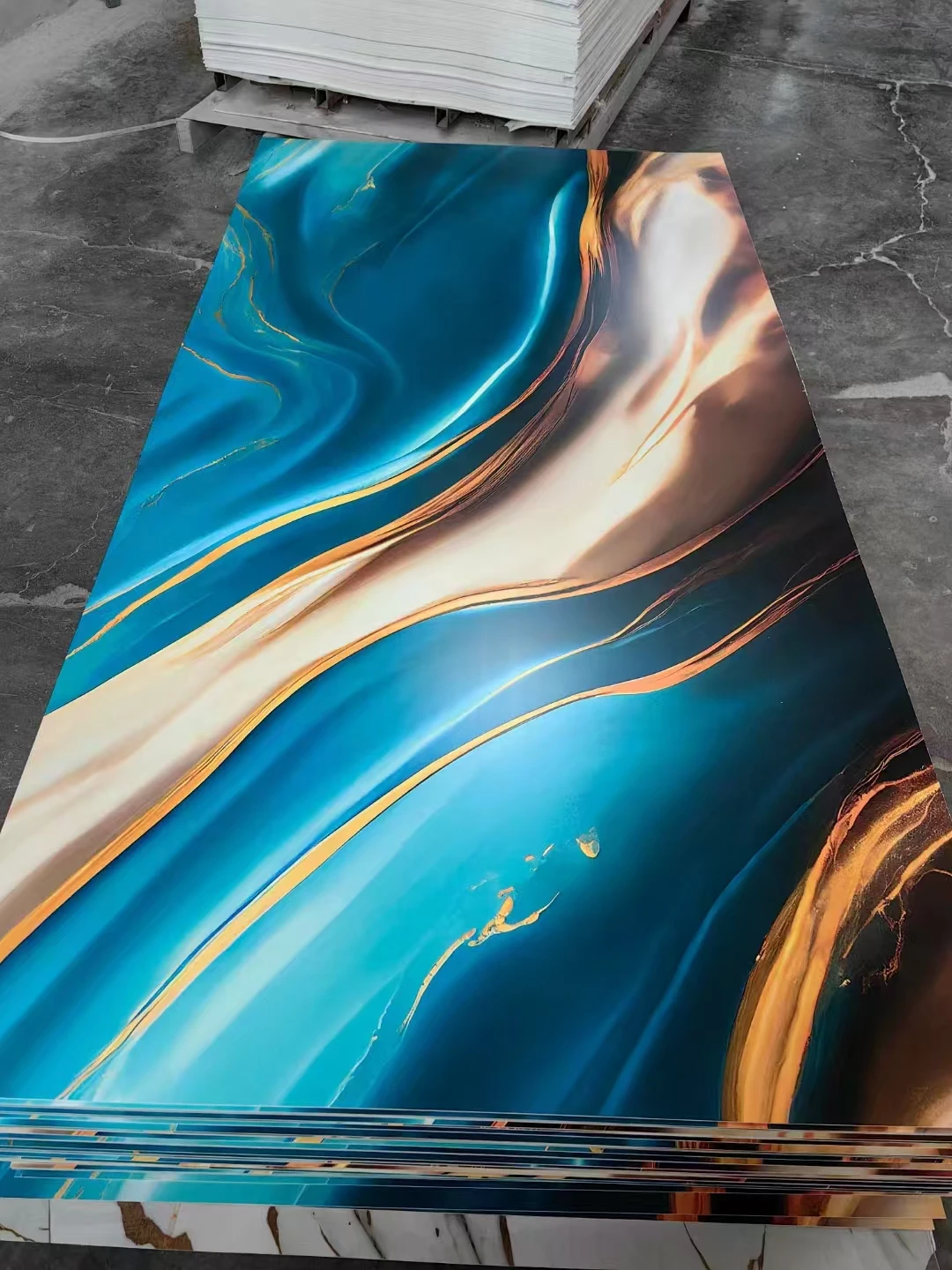 Free Sample Gilding Effect PVC Marble Alternative Board UV Plastic Sheet for Home TV Walls
