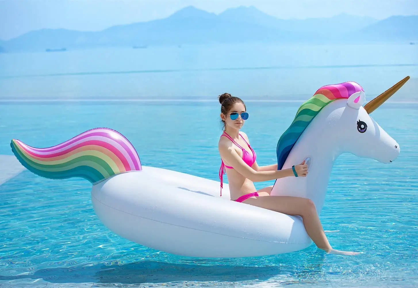 Inflable Unicorn Float Big Rideable Blow up Summer Beach Swimming Pool Party Lounge Raft Decorations Toys