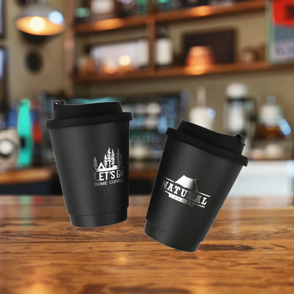 Customized Black Double-Wall Disposable Coffee Paper Cups Gold & Silver Hot Stamping Hot Drinks 