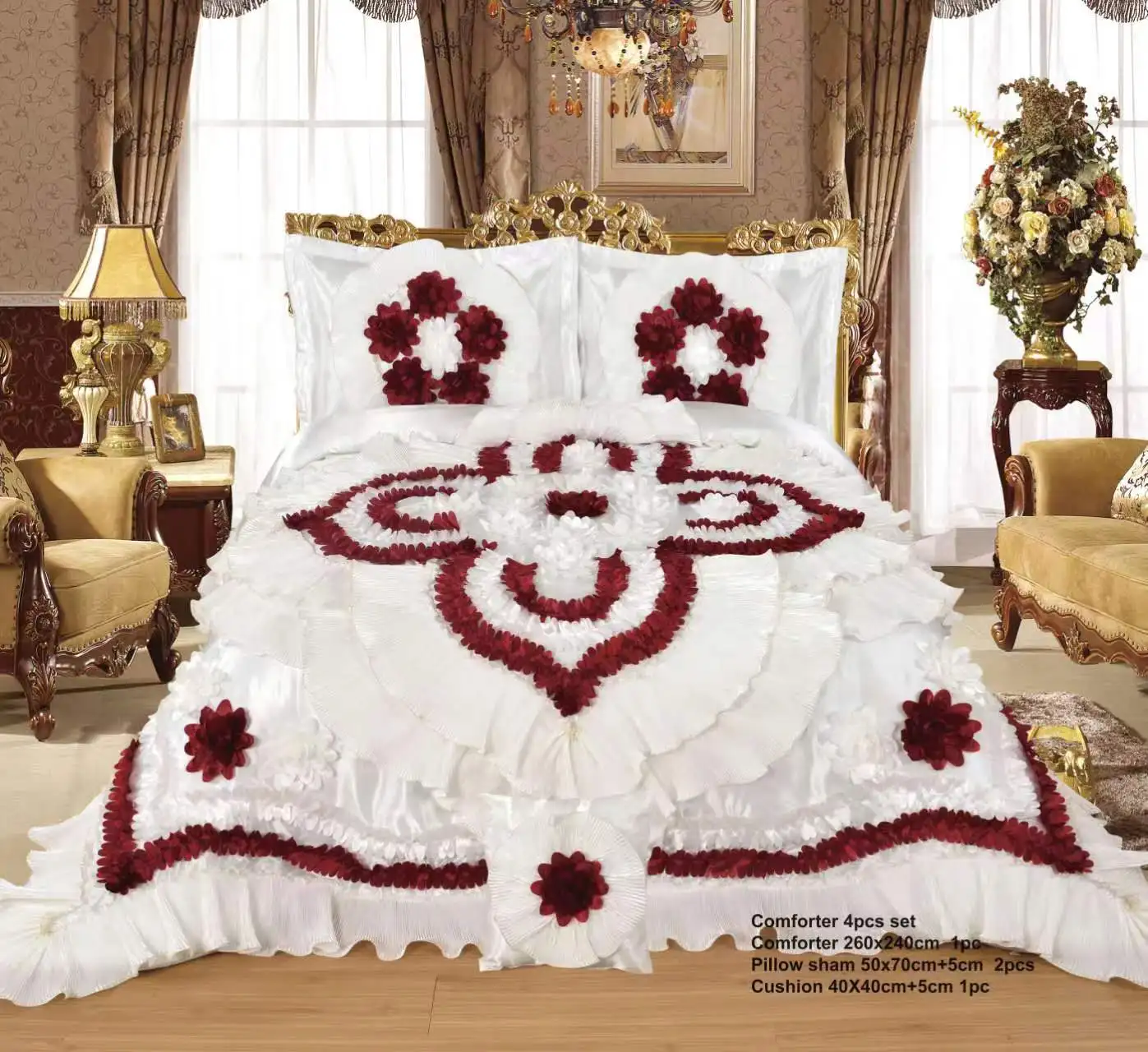 Elegant King Size Bedding Comforter Sets Luxury Cheap Polyester New