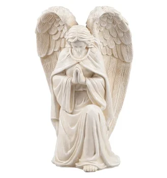White Resin Angel Statue - Religious Garden Statue Remembrance Memorial Guardian Angel