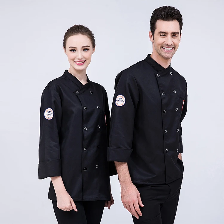 Men Women Double Breasted Short Sleeve Chef Coat Restaurant Cook Clothes Uniform