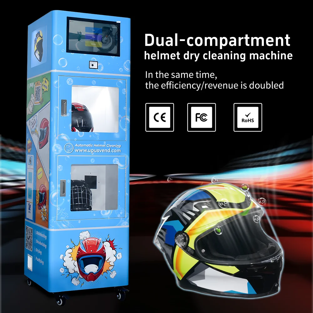 UPUS Double Motorcycle Helmet Disinfection Vendor Automated Helmet Sanitizing Cleaning Washing Vending Machine