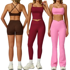 Custom Women's Cross Back Yoga Vest Pants Set Quick Drying & Elastic with Logo on Front & Waist for Biking & Gym Sports