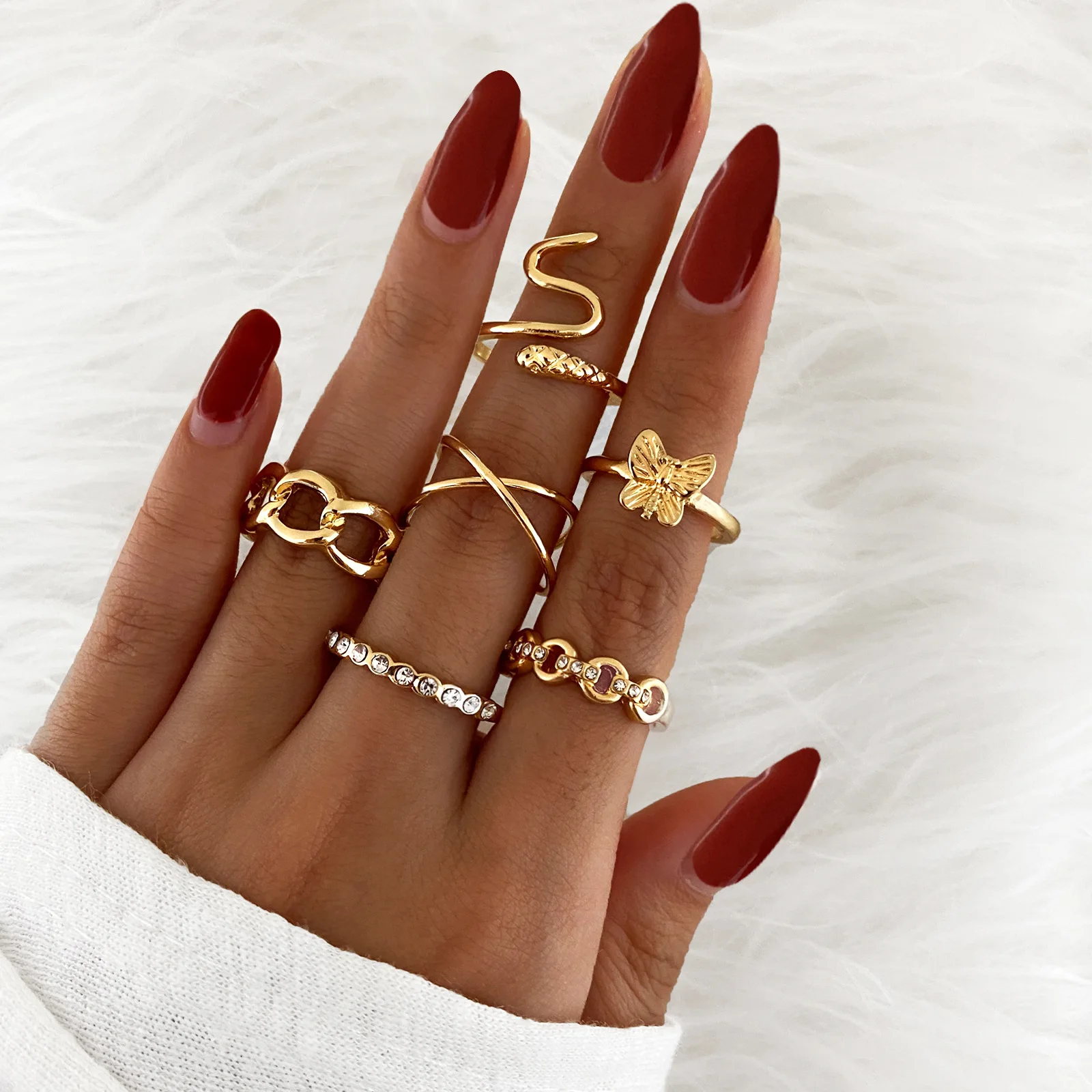 Charms Nuevo Anillo Boho De Lujo Para Ojos De Boda Para Mujeres Hombres  Encantos Geoemtrices Color Oro Infinito Nudo Anillos Joyería