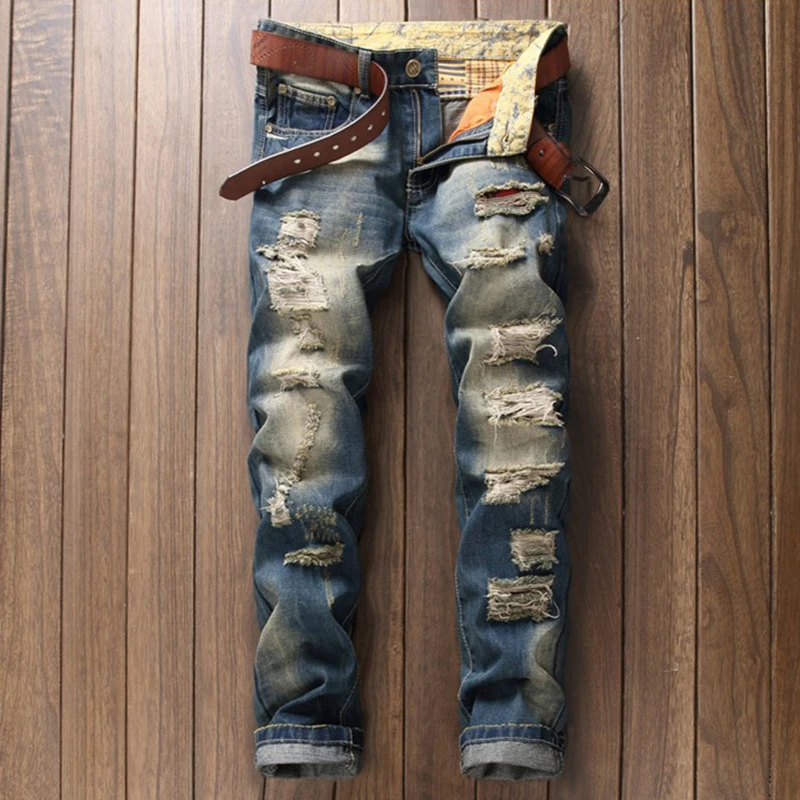 Fashion Men's Ripped Skinny Jeans High 