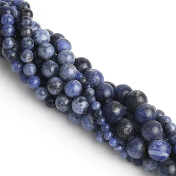 Natural Stone Beads Dark Blue Stone Natural Sodalite Round Beads Healing Power Loose Gemstone Beads for Jewelry Making