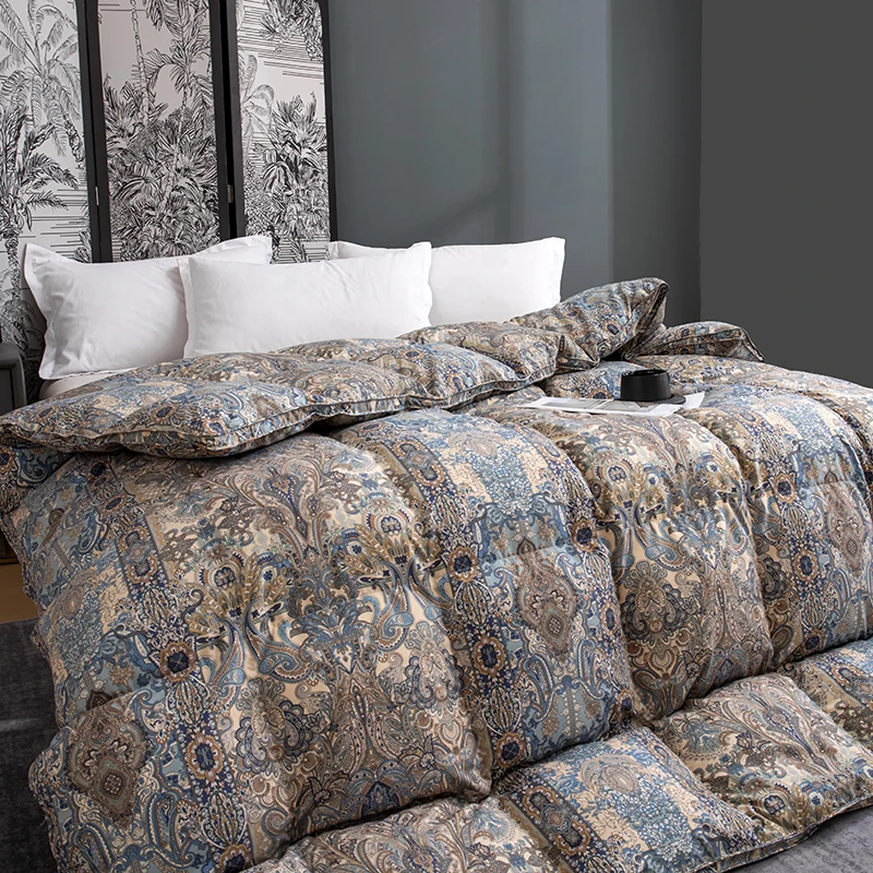 Lujoso edredón mullido y gordo, edredón de fibra de ganso blanco