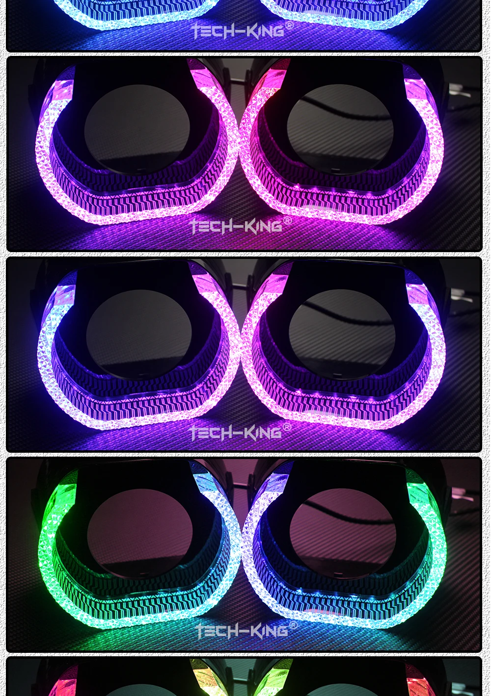 TECH-KING Hot Sale 5D LED 2.5/3.0inch Angel Eyes RGB App Control Decorative Auto Accessory with Angel Eye Daytime Running Lights