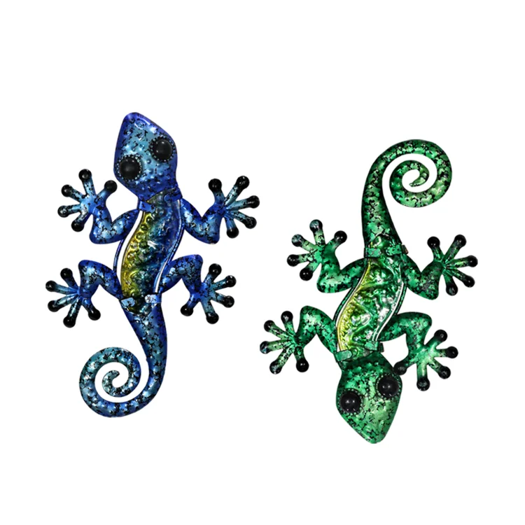 9inch Animal  Outdoor HangingGlass Wall ArtLizard Metal  For Front Yard Fence Patio