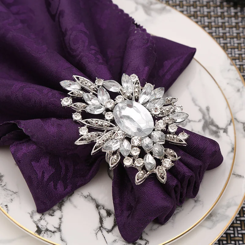 V-House 120 Pcs Eight Rows Rhinestone Napkin Rings Napkin