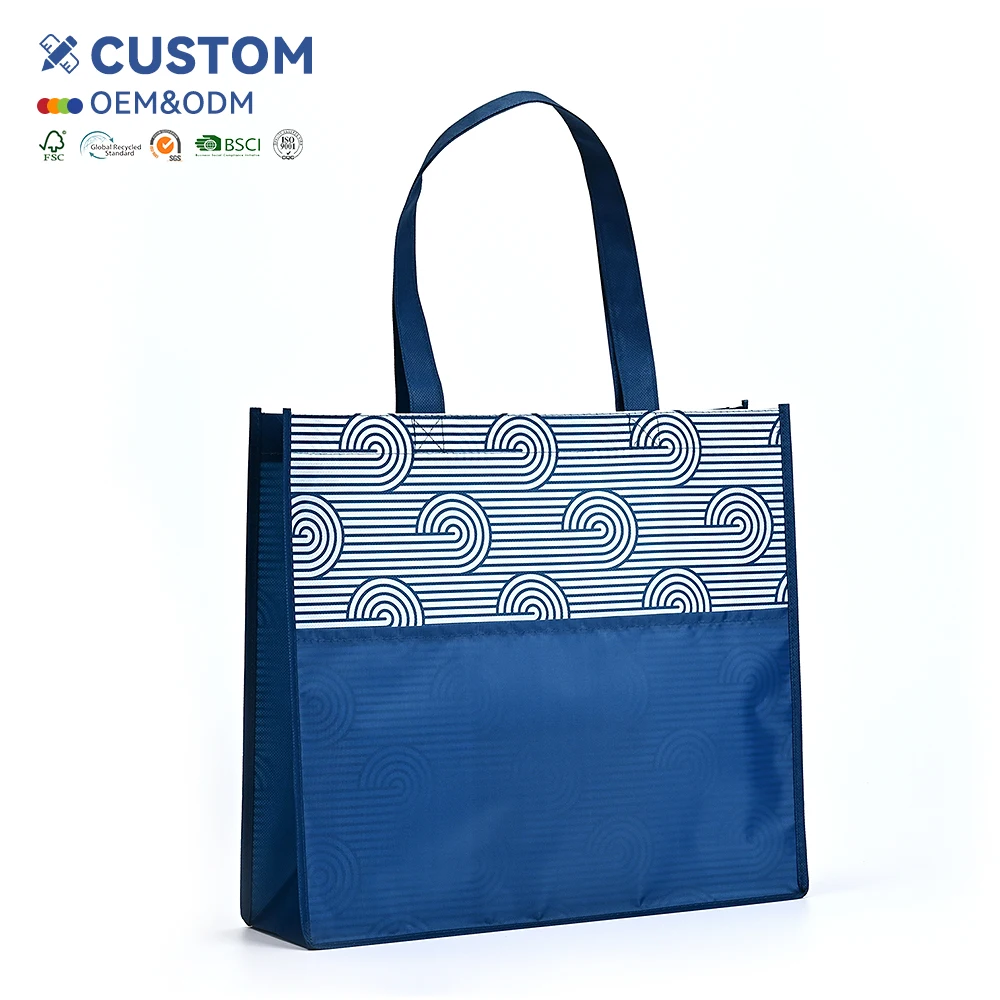 Hot Selling Wholesale Eco-Friendly RPET Backpack with Black Printed Handles Custom Logo Packaging factory