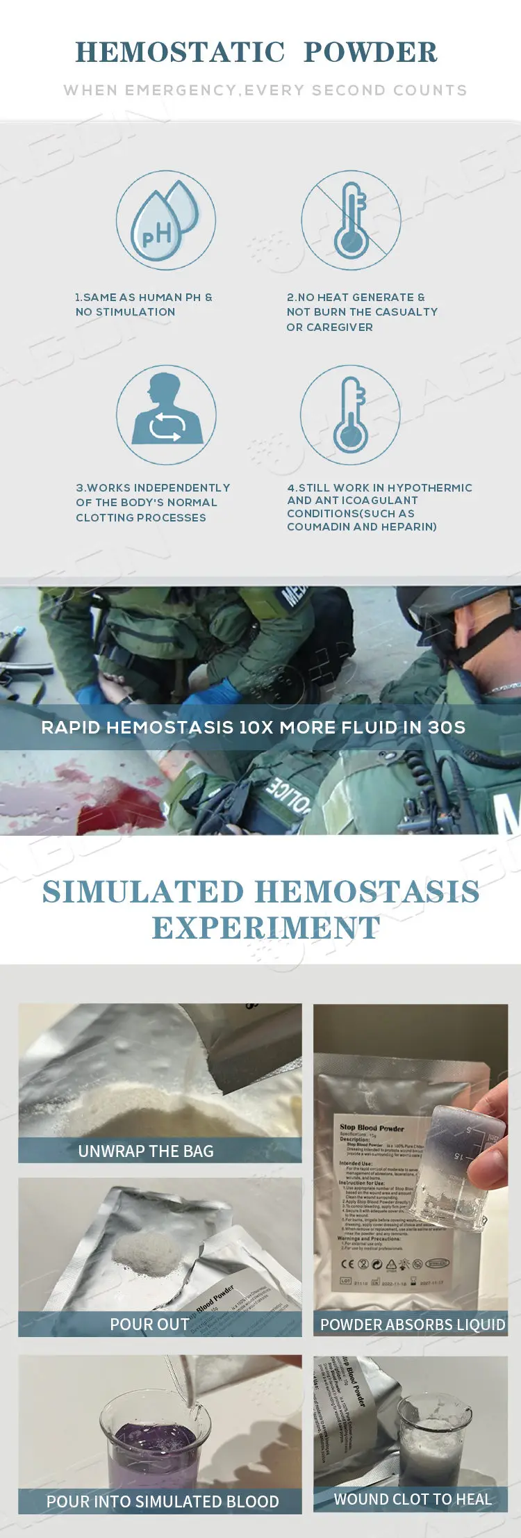 Chitosan Hemostatic Agent Granule Powder For Rapid Hemostasis Medical