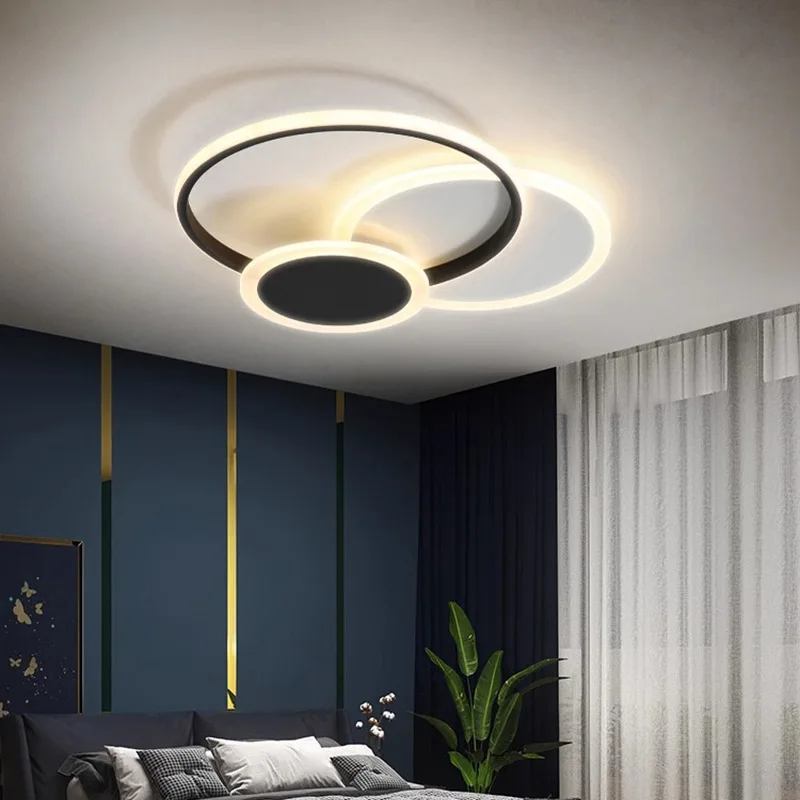 Lámpara de techo LED de lujo 6000K CCT Diseño moderno y sencillo con base de hierro para dormitorio infantil y sala de estar AC IP44 Acrílico