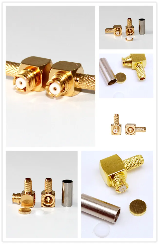 Right Angle SMP Crimp Jack Female Connector for Coaxial Cable RG316 RG174 RG178 LMR100