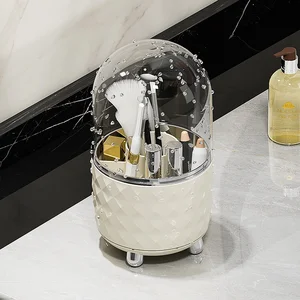 Wholesale Plastic Cosmetic Storage Box Rotating Makeup Brush Holder Desktop Lipstick Eyeshadow Organizer