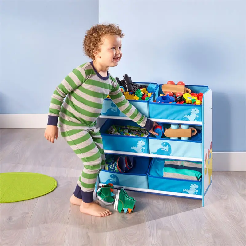 Spacious Storage Portable Wooden Storage Toys Organizer For Kids With 9