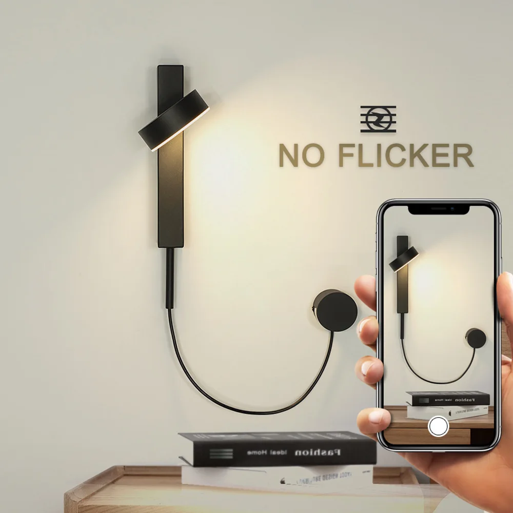 Modern Led Wall Lamp,Switch Knob Dimming Bedside Wall Lamp For Bedroom Living Room Decoration