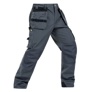 Durable Construction Cotton Work Pants With Reinforced Knees Multi-Holster Tool Pockets Cordura Utility Cargo Tactical