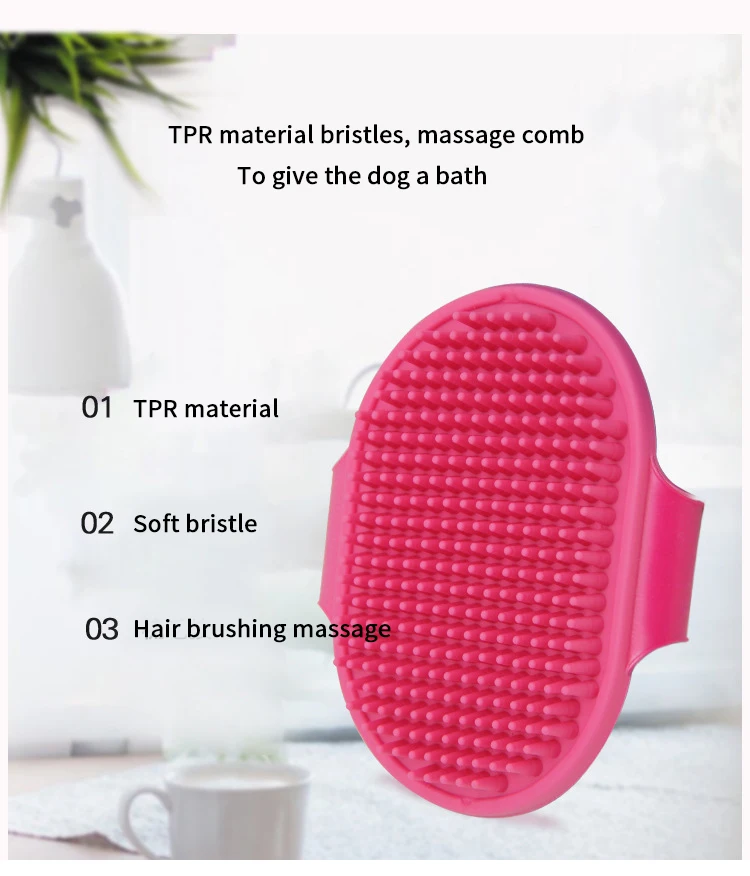 Hot Sales Adjustable Handle Soothing Massage Rubber Comb Pet Grooming